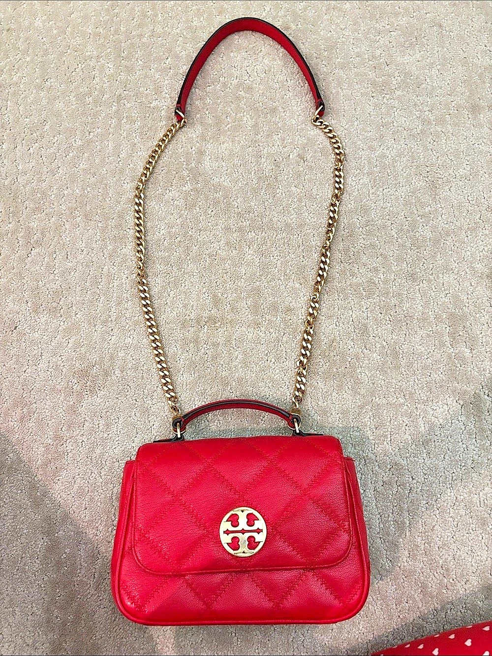 Tory Burch Fleming Small Convertible Shoulder Bag Red
